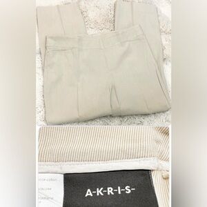 AKRIS  Cotton Blend Side Zip Slacks 8